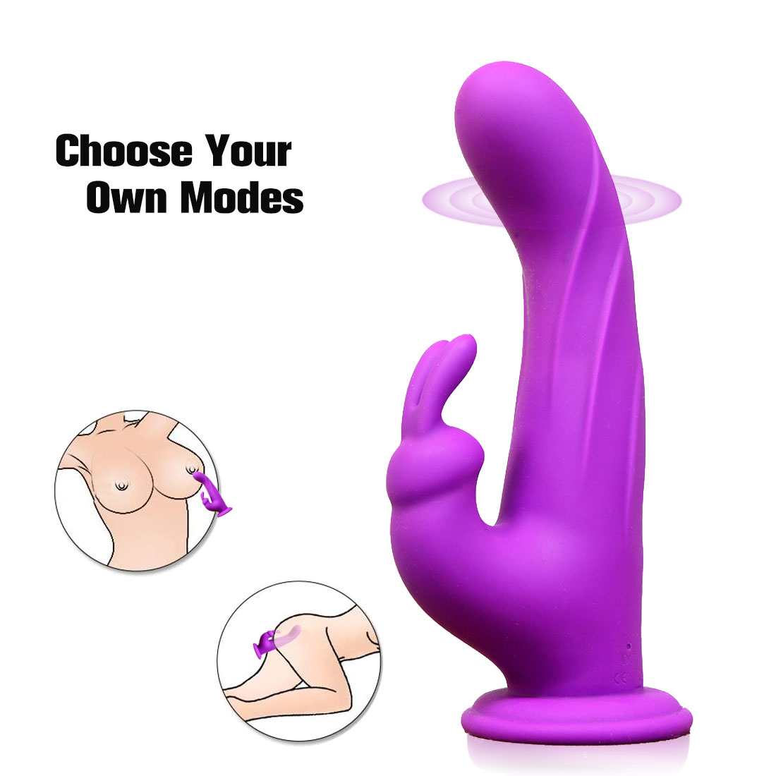 ใหม่ Rabbit Masturbation Vibrator G-spot กระตุ้นซิลิโคนเหลวนวด Double-head Vibrator